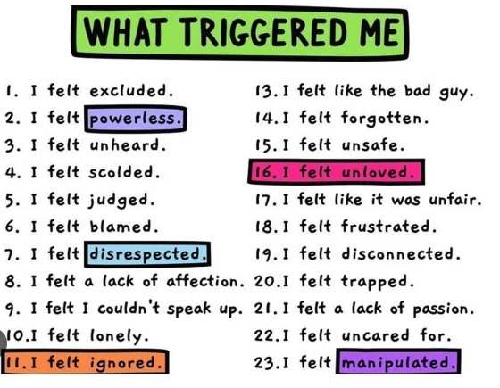 What triggers you? what triggers them?&nbsp;Duh